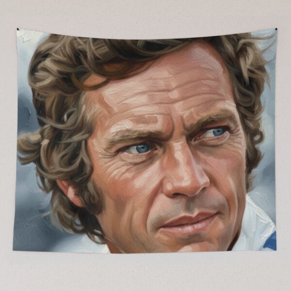 Item preview, The King of Cool: Steve McQueen Racing Spirit Impasto Portrait designed and sold by Art's Diner.