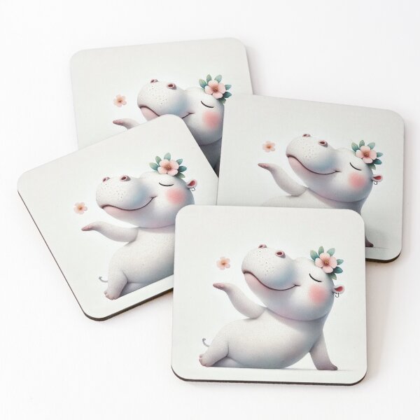 Item preview, A cute hippo sending a kiss by hand with flower designed and sold by ideandesign.