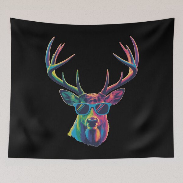 Item preview, Rainbow Stag Head – Trendy Hipster Deer Illustration designed and sold by DreamOnShirts.