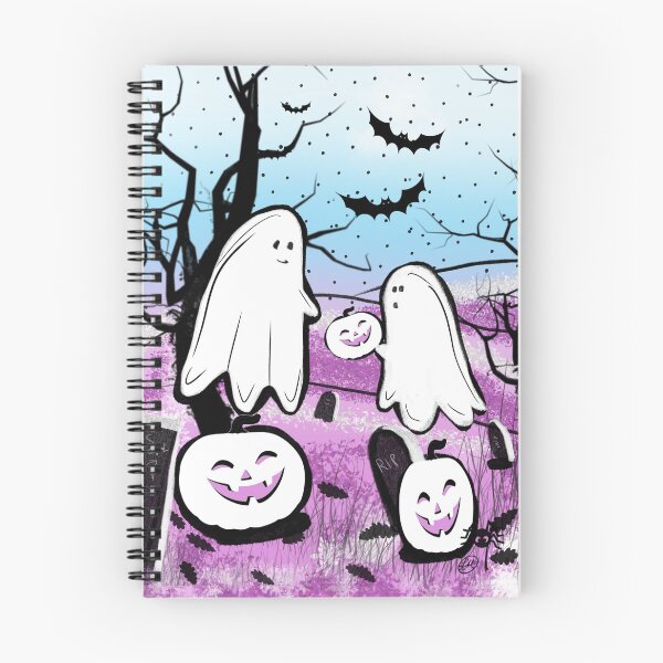 Item preview, Cute Pastel Ghosts in a Pumpkin Patch – Spooky Fall  designed and sold by ArtbyPriscilla.