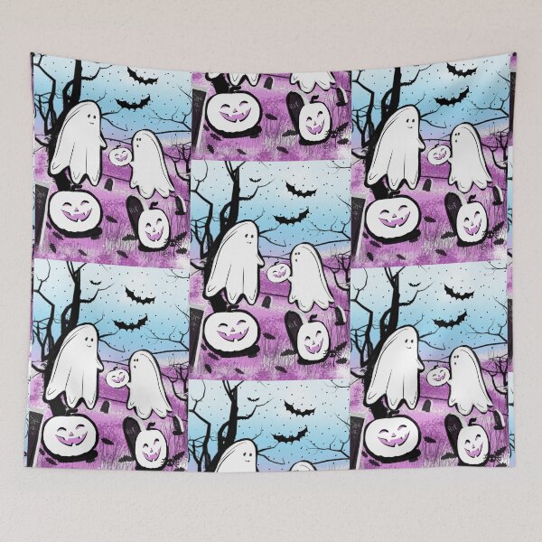 Item preview, Cute Pastel Ghosts in a Pumpkin Patch – Spooky Fall  designed and sold by ArtbyPriscilla.