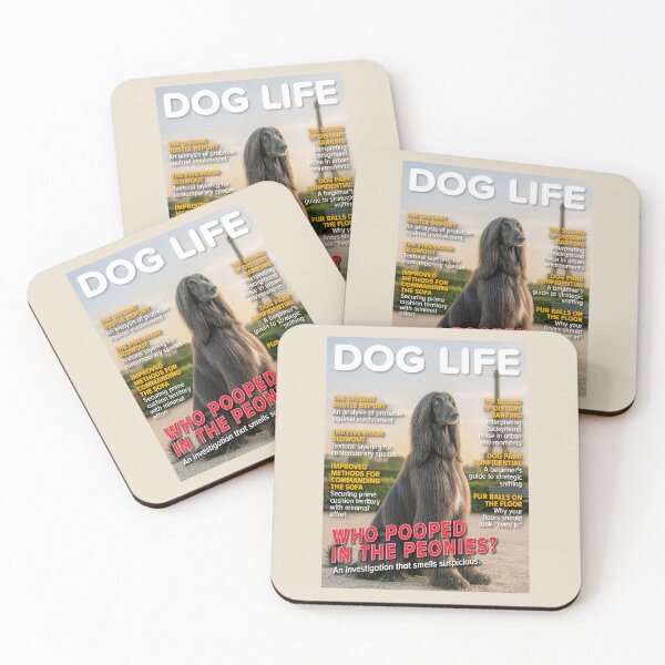 Item preview, WHO POOPED IN THE PEONIES? DOG LIFE Magazine Cover – Afghan Hound Paris Edition designed and sold by FrancophileFun.