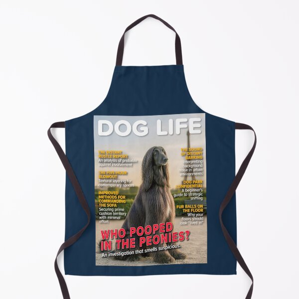 Item preview, WHO POOPED IN THE PEONIES? DOG LIFE Magazine Cover – Afghan Hound Paris Edition designed and sold by FrancophileFun.