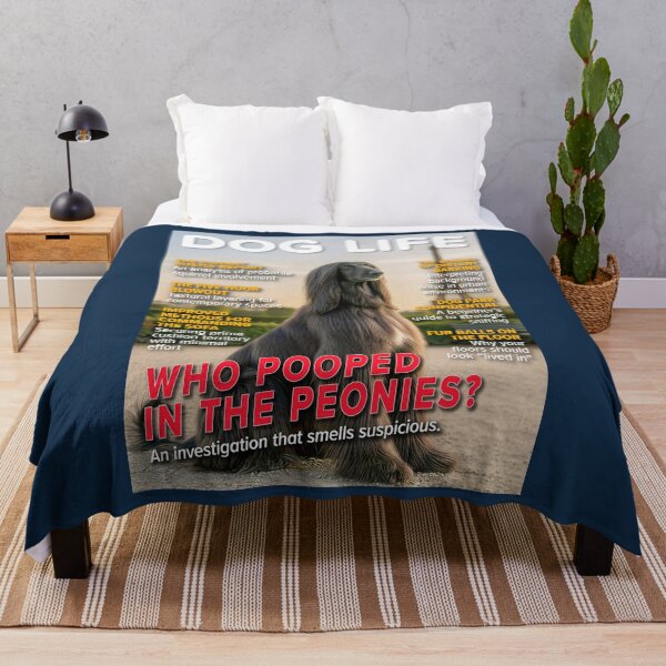 Item preview, WHO POOPED IN THE PEONIES? DOG LIFE Magazine Cover – Afghan Hound Paris Edition designed and sold by FrancophileFun.