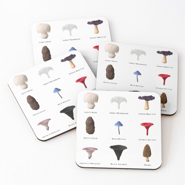 Item preview, Collection of various colorful mushrooms with scientific names designed and sold by Creative88Art.