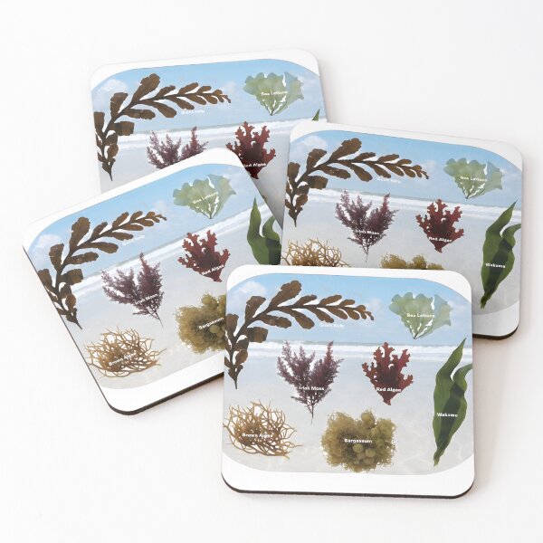 Item preview, Variety of seaweed types on sandy beach by ocean designed and sold by Creative88Art.
