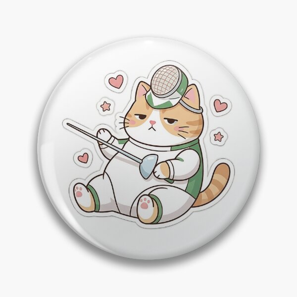 Item preview, Cute Chubby Fencing Cat Resting with Foil and Mask Vector designed and sold by NoopnyangStudio.