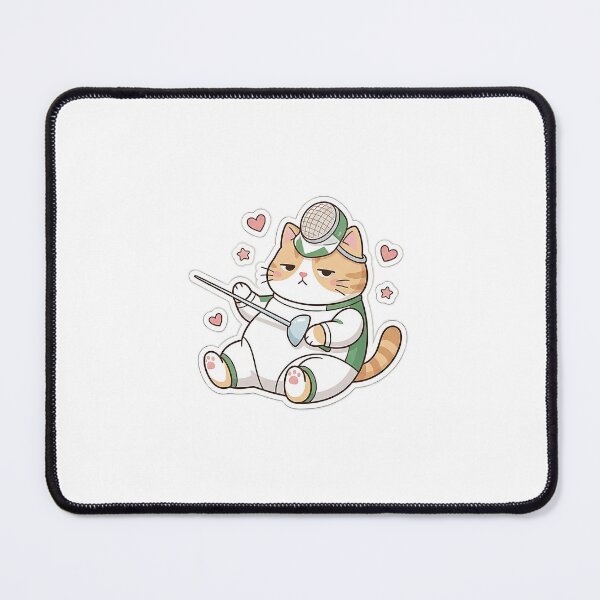 Item preview, Cute Chubby Fencing Cat Resting with Foil and Mask Vector designed and sold by NoopnyangStudio.