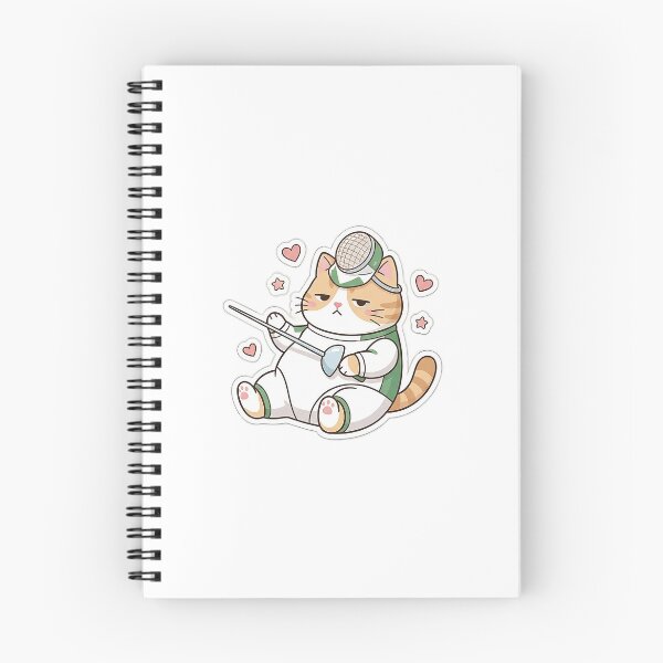 Item preview, Cute Chubby Fencing Cat Resting with Foil and Mask Vector designed and sold by NoopnyangStudio.