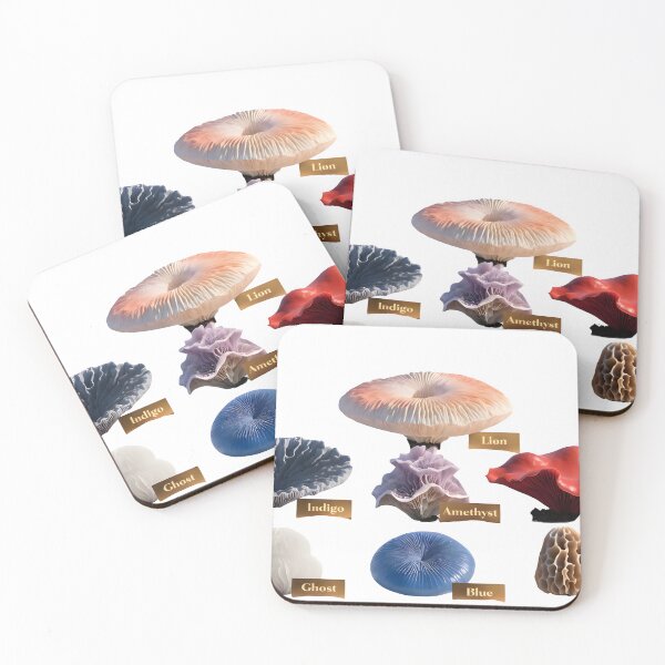 Item preview, Vibrant colorful mushrooms in various shapes and sizes labeled designed and sold by Creative88Art.