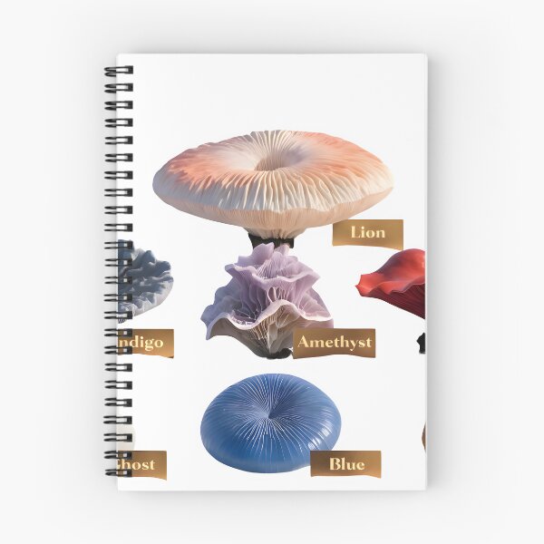Item preview, Vibrant colorful mushrooms in various shapes and sizes labeled designed and sold by Creative88Art.