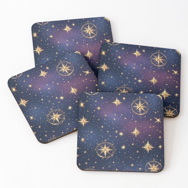 Item preview, Golden Celestial Compass and Starry Night Sky Pattern designed and sold by Jimakmo.