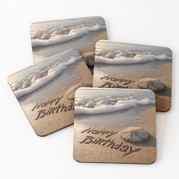 Item preview, Happy Birthday Message Written In Beach Sand with seashell  designed and sold by chase-thewave.