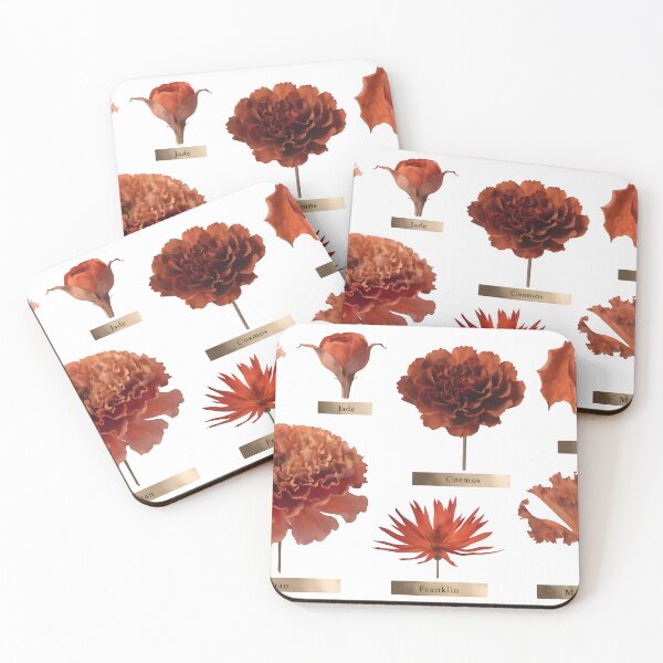 Item preview, Collection of vibrant orange and red flowers with names designed and sold by Creative88Art.