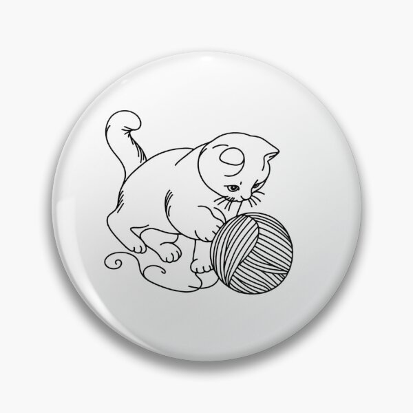 Item preview, Playful Cat with Yarn Ball Illustration designed and sold by Joyfulfabric.