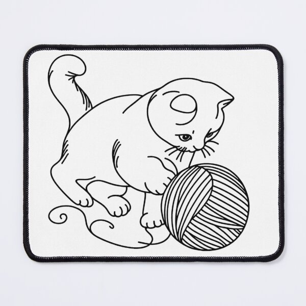 Item preview, Playful Cat with Yarn Ball Illustration designed and sold by Joyfulfabric.