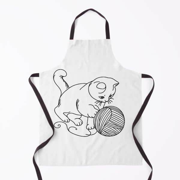 Item preview, Playful Cat with Yarn Ball Illustration designed and sold by Joyfulfabric.