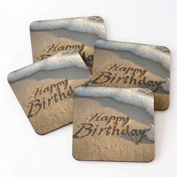Item preview, Happy Birthday Message Written In Wet Beach Sand with seashell designed and sold by chase-thewave.