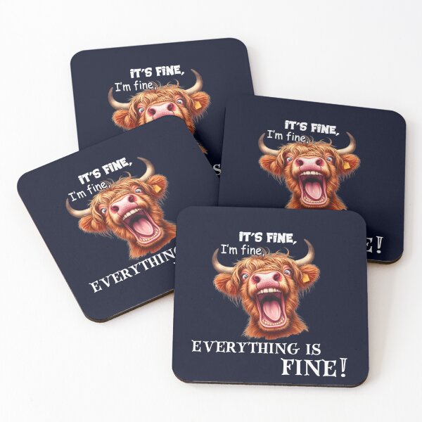 Item preview, It’s Fine I’m Fine Everything Is Fine Yelling Highland Cow designed and sold by Ali-printshop.