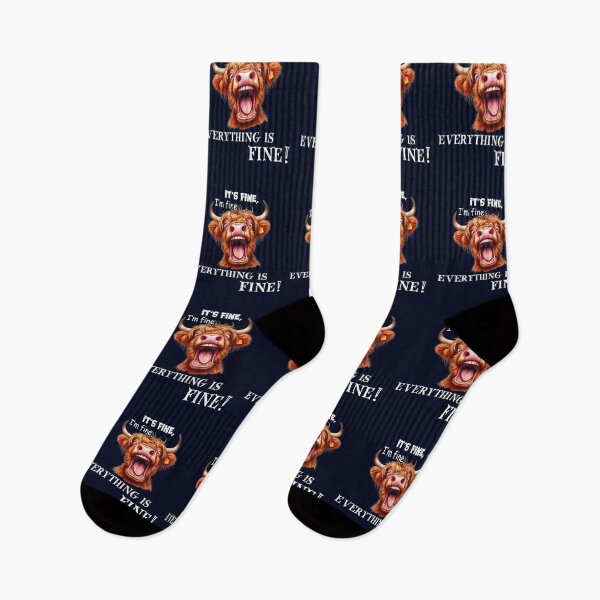 Item preview, It’s Fine I’m Fine Everything Is Fine Yelling Highland Cow designed and sold by Ali-printshop.