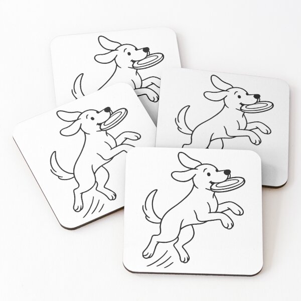 Item preview, Playful Dog Catching Frisbee – Line Art designed and sold by Joyfulfabric.