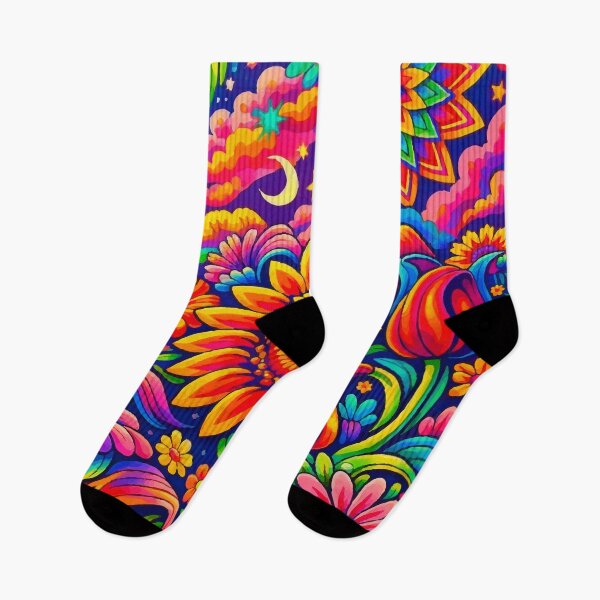 Item preview, Vibrant Retro Psychedelic Floral Dreamscape designed and sold by Far Out Goods.