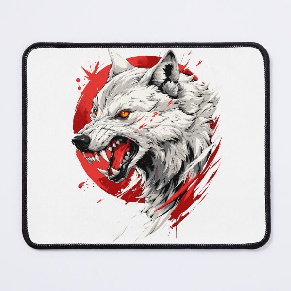 Item preview, Savage White Wolf – Red Sun Japanese Style Art designed and sold by YSiGn_.