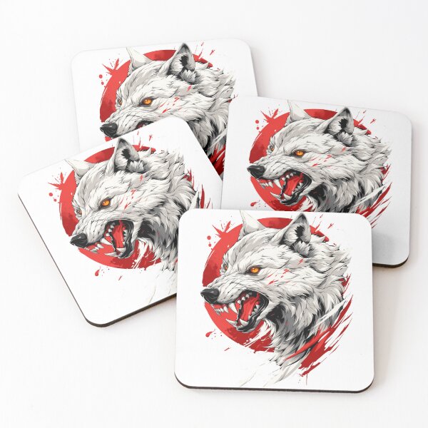 Item preview, Savage White Wolf – Red Sun Japanese Style Art designed and sold by YSiGn_.