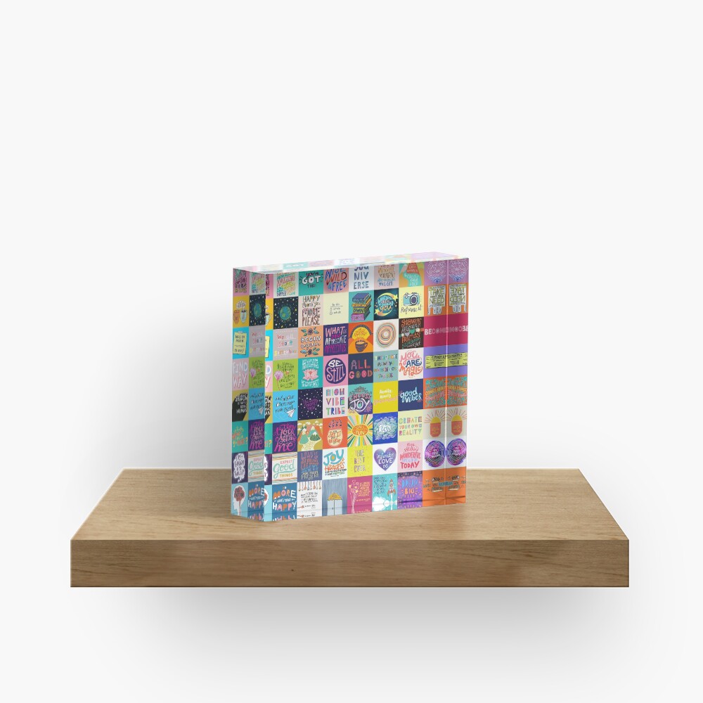 Positivity Patchwork Acrylic Block