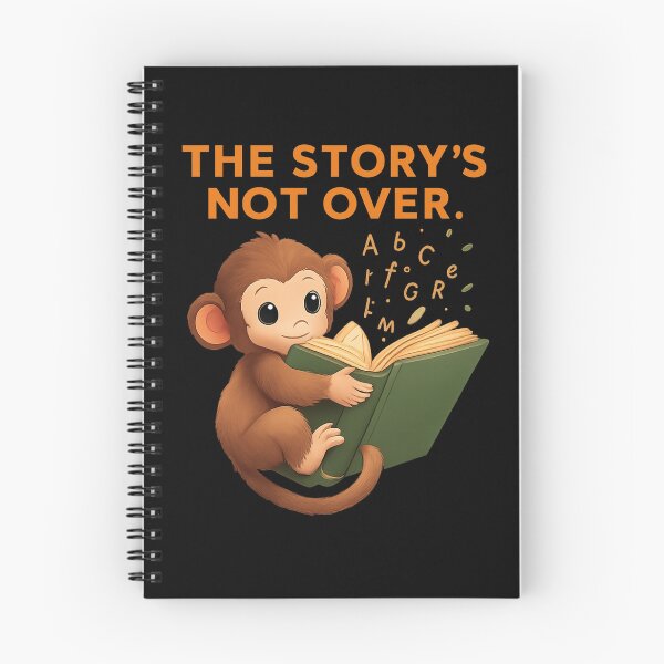 Item preview, Monkey Reading Story Not Over Motivational Quote designed and sold by PunchDrop.