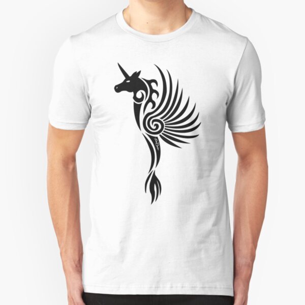 Gothic Black Unicorn Slim Fit T-Shirt