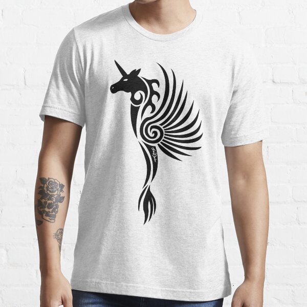 Gothic Black Unicorn Essential T-Shirt