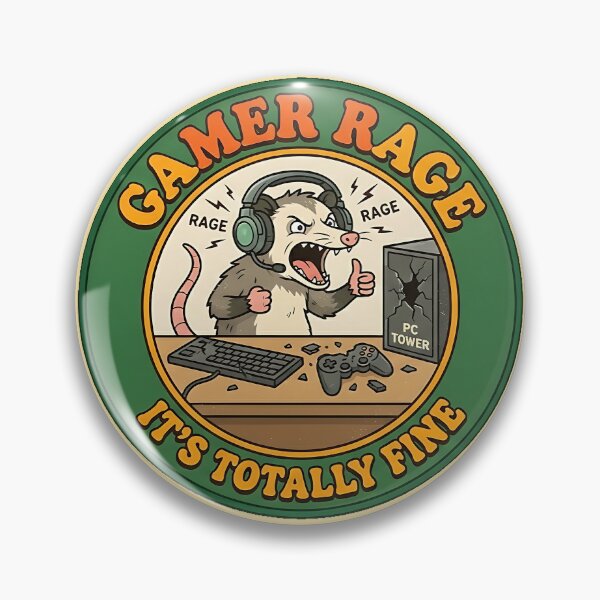 Item preview, Retro 70s Gamer Possum - Gamer Rage (It's Totally Fine) designed and sold by TSOmac.