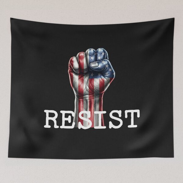 Item preview, American Flag Raised Fist Resist - Patriotic Protest Art designed and sold by UrbanApparel.