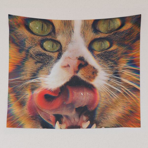 Item preview, Psychedelic Glitch Cat - Trippy Abstract Photography designed and sold by fotographique.