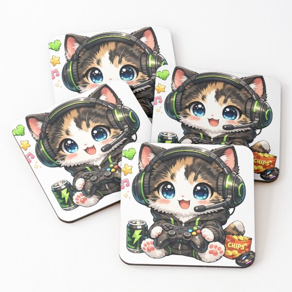 Item preview, Chibi Gamer Cat with Controller – Cute Kawaii Gaming Kitten Illustration designed and sold by TJGamingVault.