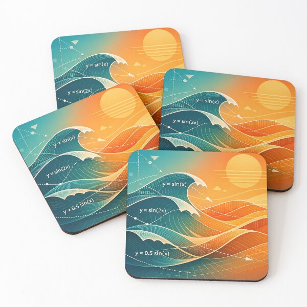 Item preview, Sine Wave Ocean Vectors - Modern Mathematical Beach Art designed and sold by LuxeBuzz.