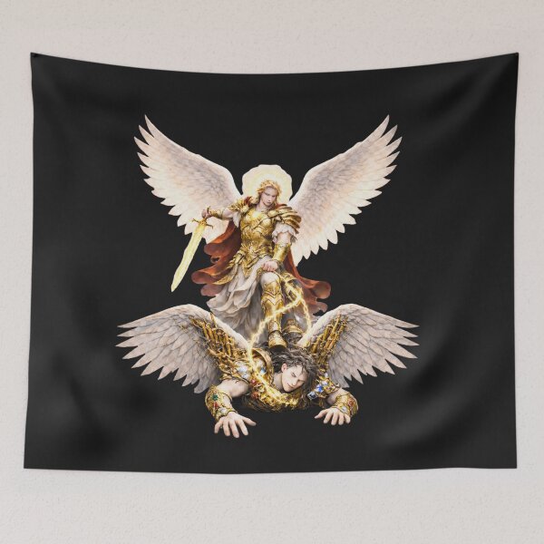 Item preview, War in Heaven – Archangel Michael Casts Down Lucifer | Revelation 12 Art designed and sold by Dexters Inspiring Creations.