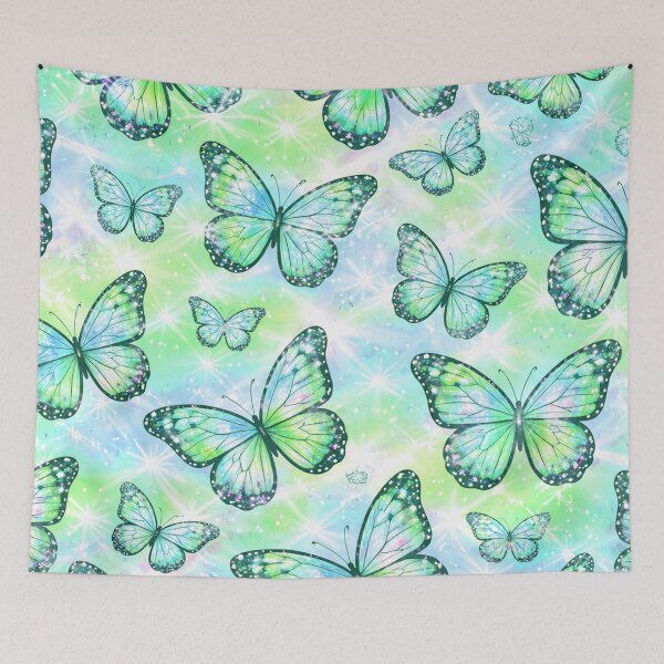 Item preview, Green Mint Butterfly Sparkle Pattern designed and sold by SassyArtistry.