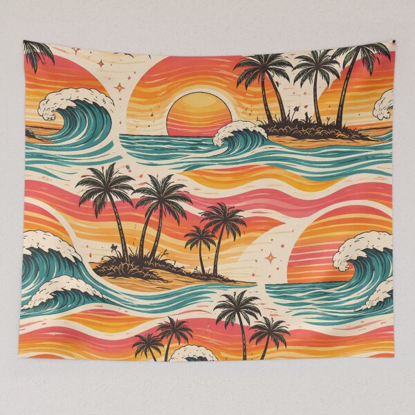 Item preview, Retro Sunset Waves and Palm Trees designed and sold by SassyArtistry.
