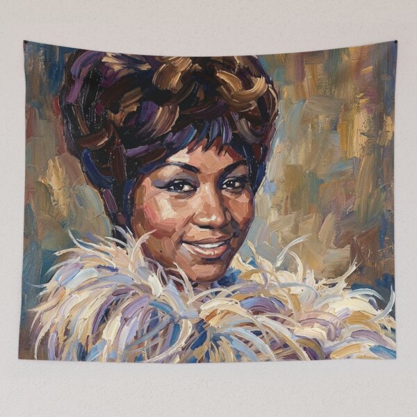 Item preview, The Queen of Soul: Aretha Franklin Feathered Impasto Portrait designed and sold by Art's Diner.