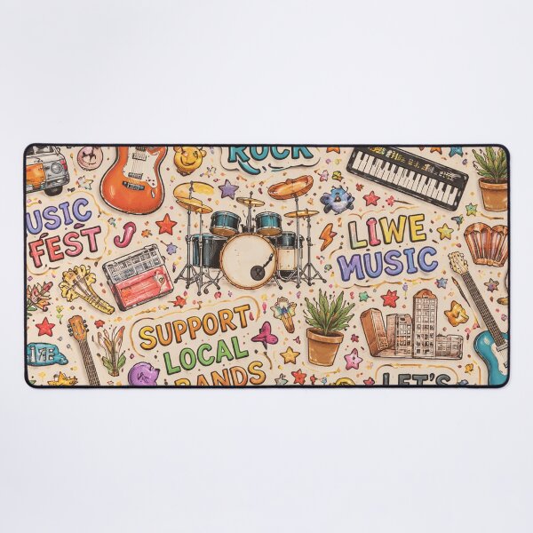 Item preview, Indie Rock Music Doodle Pattern designed and sold by SassyArtistry.