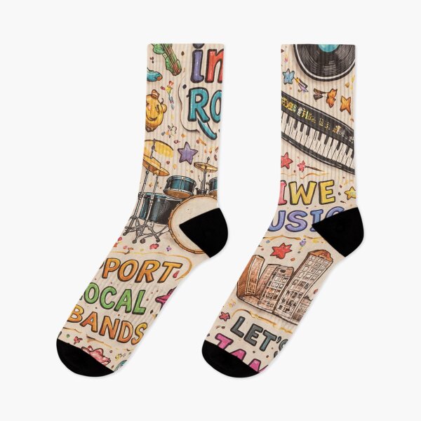 Item preview, Indie Rock Music Doodle Pattern designed and sold by SassyArtistry.