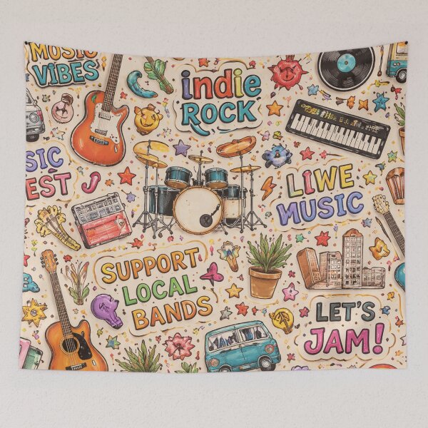 Item preview, Indie Rock Music Doodle Pattern designed and sold by SassyArtistry.