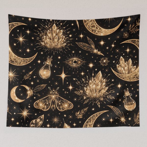 Item preview, Gold Celestial Moon Crystal Pattern designed and sold by SassyArtistry.
