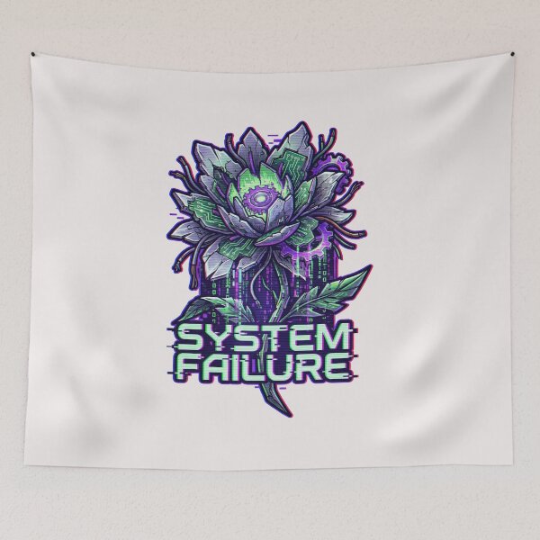 Item preview, Cyberpunk Y2K Mechanical Flower "System Failure" Glitch Graphic designed and sold by benjyjump.