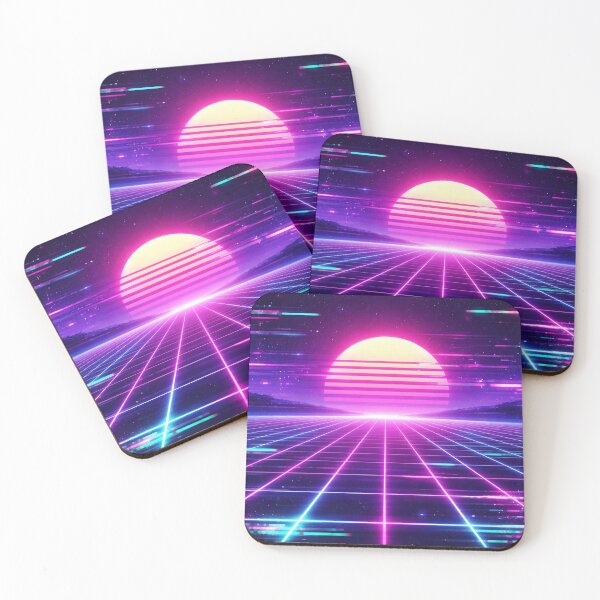 Item preview, Neon Grid Sunset Vaporwave Scene designed and sold by SassyArtistry.