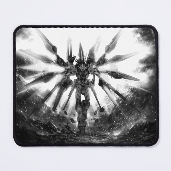 Item preview, black white Strike Freedom Gundam landing digital art  designed and sold by sabartgunpla.