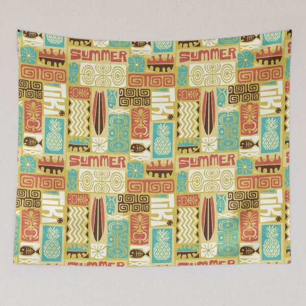Item preview, Retro Hawaii Tiki Summer Colorful Tropical Tapa Print designed and sold by RetroMaggie.