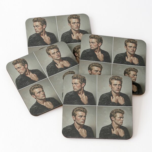Item preview, The Rebel’s Many Faces: James Dean Quad-Panel Noir Impasto Portrait designed and sold by Art's Diner.